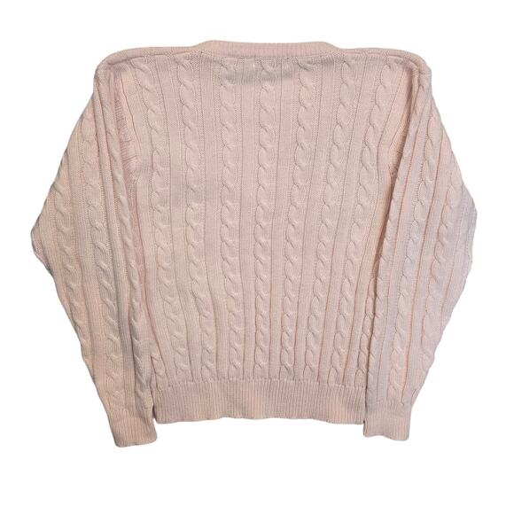 VTG Carriage Court Sweater Womens Small Pink V-Neck Cable Knit Pullover Preppy - Picture 2 of 7